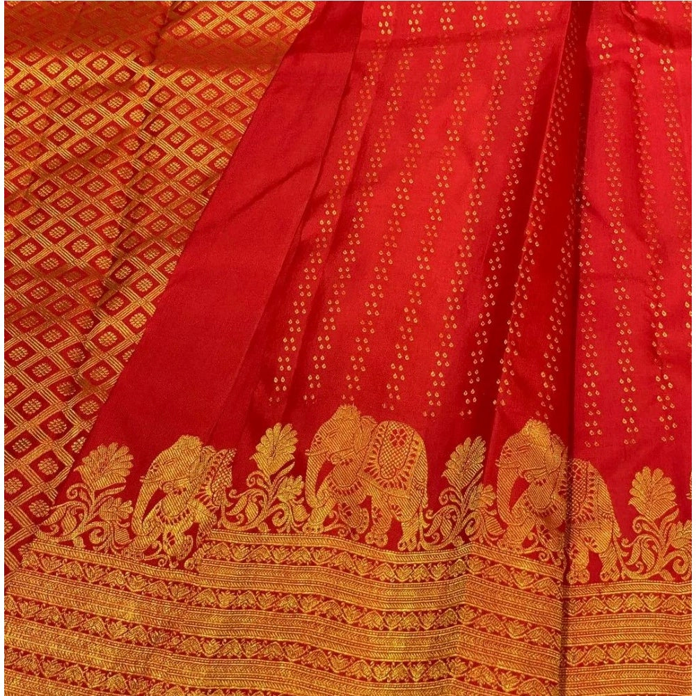Vaystra Silk Printed Saree With Unstitched Blouse 5.5Mtr – Red