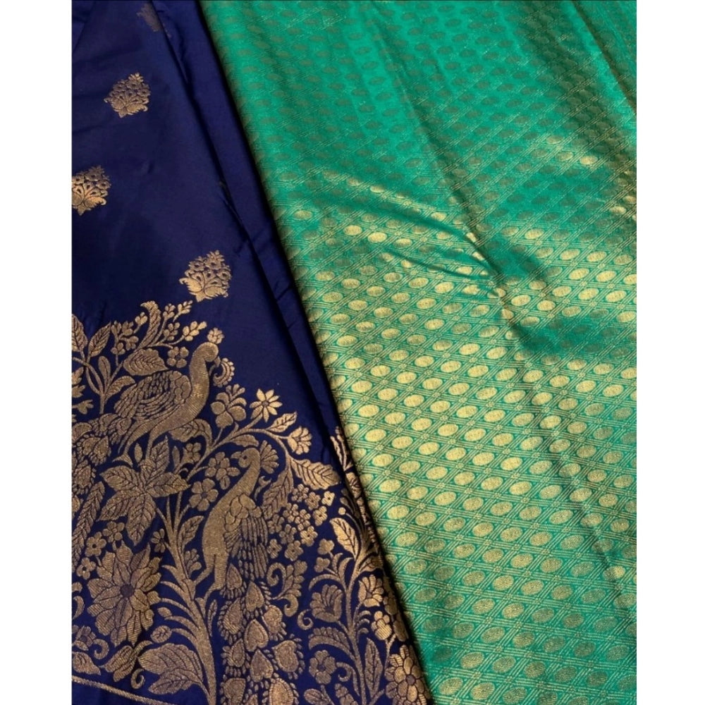 Vaystra Silk Printed Saree With Unstitched Blouse 5.5Mtr – Royal Blue