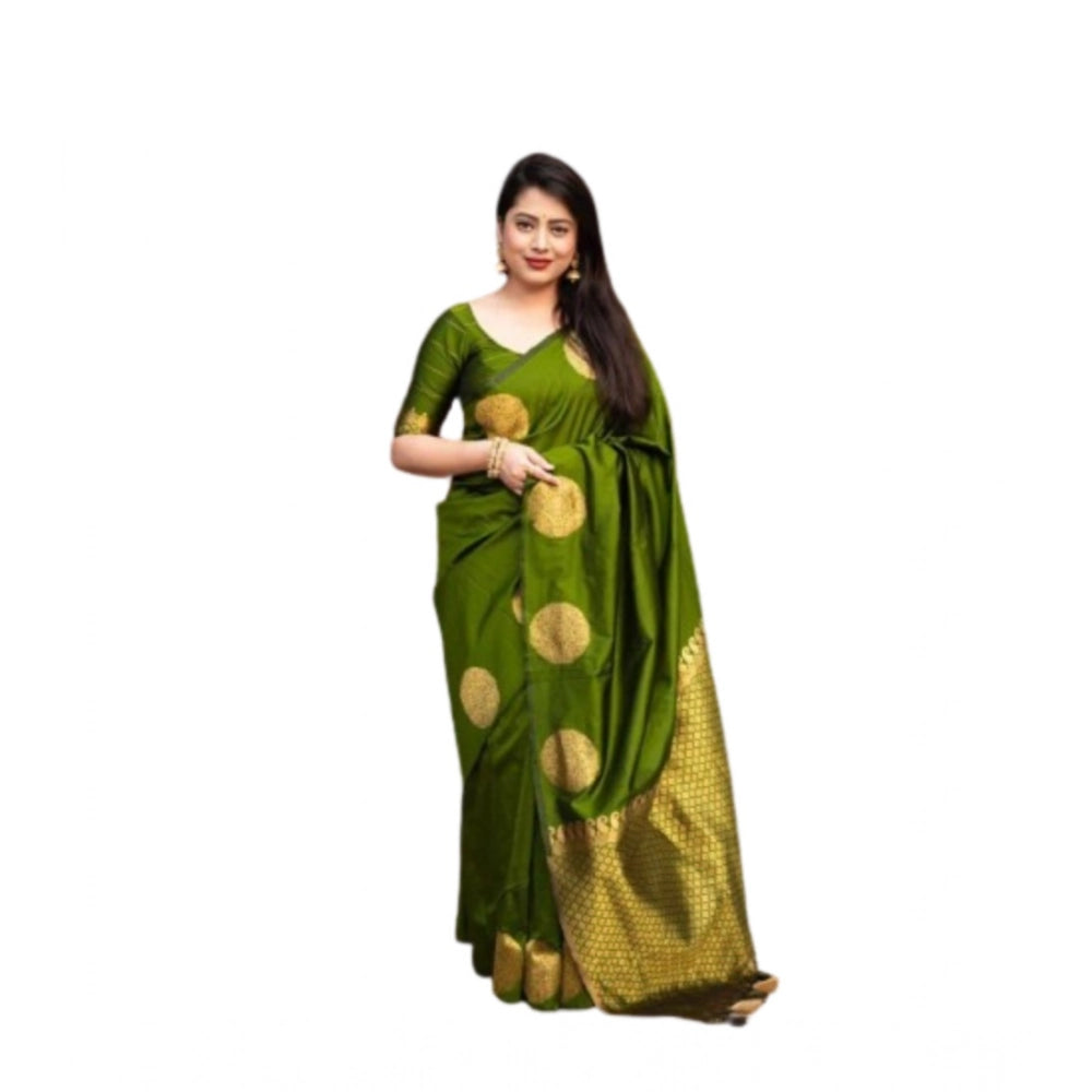 Vaystra Silk Printed Saree With Unstitched Blouse 5.5Mtr – Green