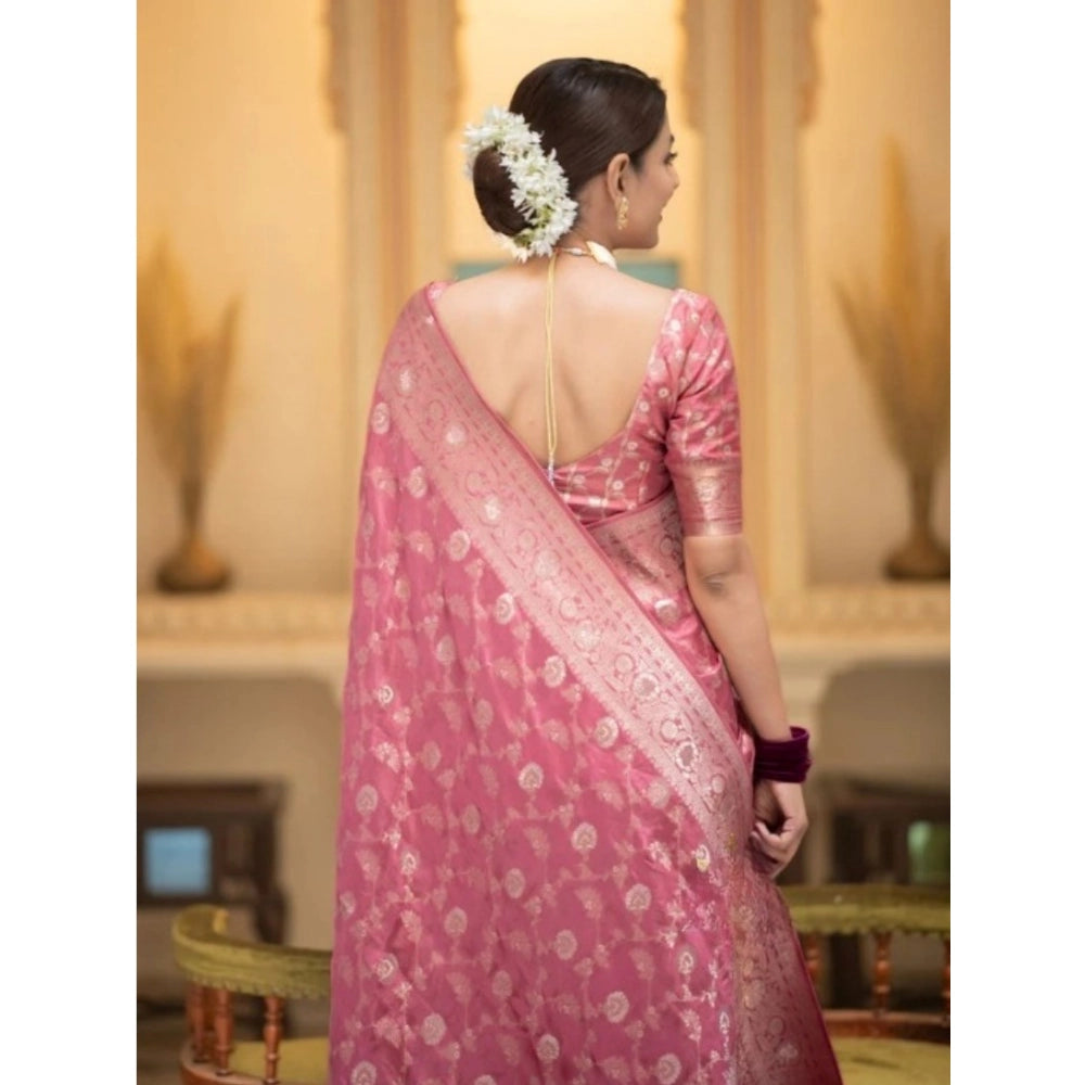 Vaystra Silk Printed Saree With Unstitched Blouse 5.5Mtr – Peach