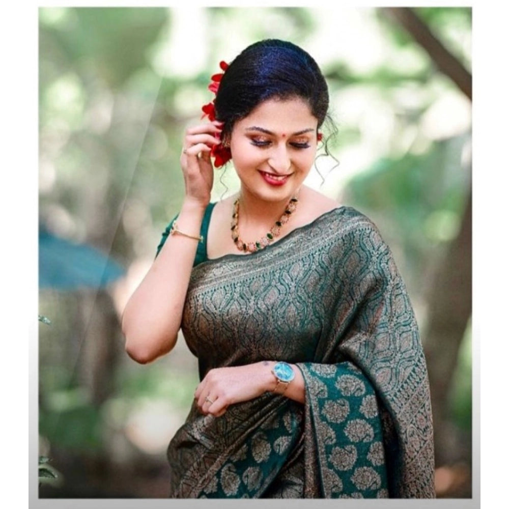 Vaystra Silk Printed Saree With Unstitched Blouse 5.5Mtr – Green
