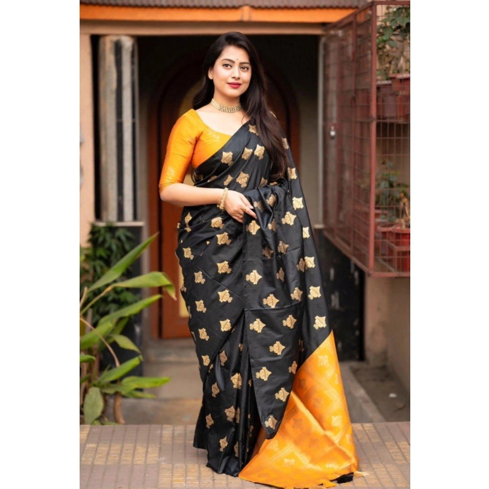 Vaystra Silk Printed Saree With Unstitched Blouse 5.5Mtr – Yellow