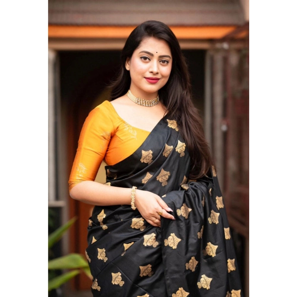 Vaystra Silk Printed Saree With Unstitched Blouse 5.5Mtr – Yellow