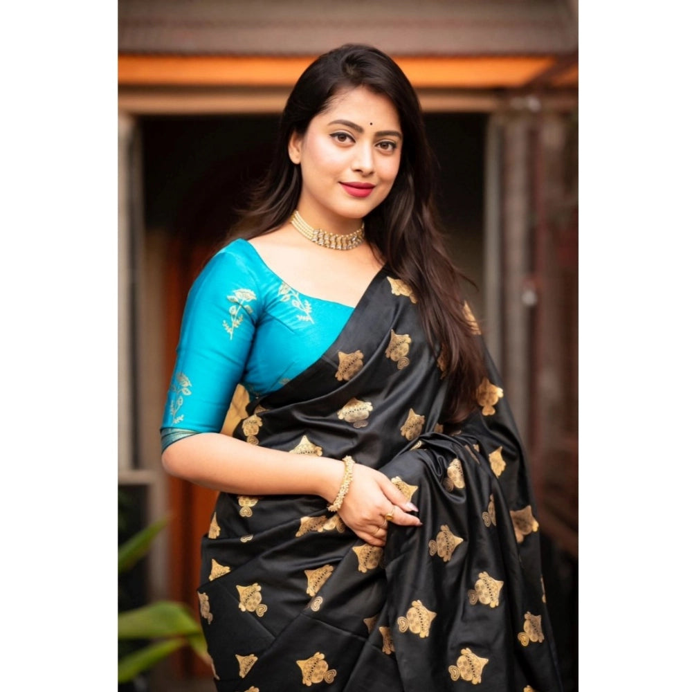 Vaystra Silk Printed Saree With Unstitched Blouse 5.5Mtr – Sky Blue