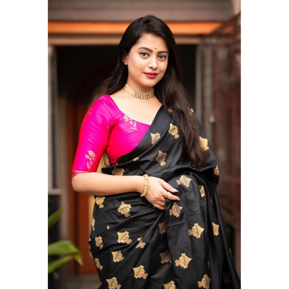 Vaystra Silk Printed Saree With Unstitched Blouse 5.5Mtr – Pink