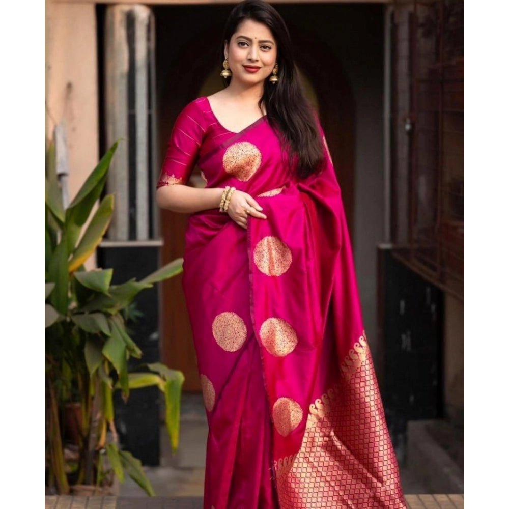 Vaystra Silk Printed Saree With Unstitched Blouse 5.5Mtr – Pink