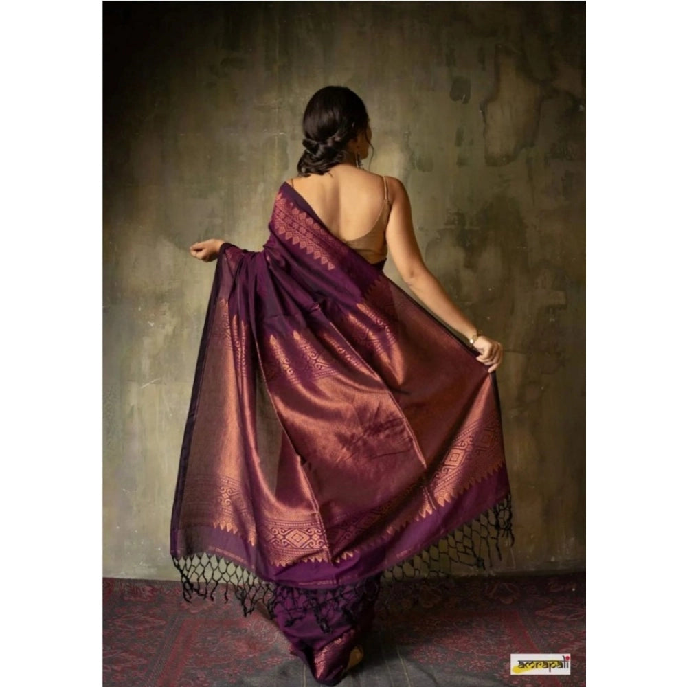 Vaystra Silk Printed Saree With Unstitched Blouse 5.5Mtr – Wine