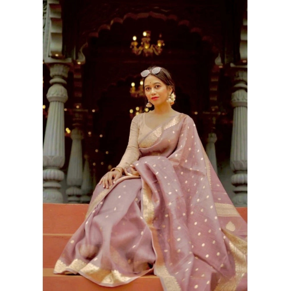 Vaystra Cotton Printed Saree With Unstitched Blouse 5.5Mtr – Rose Gold