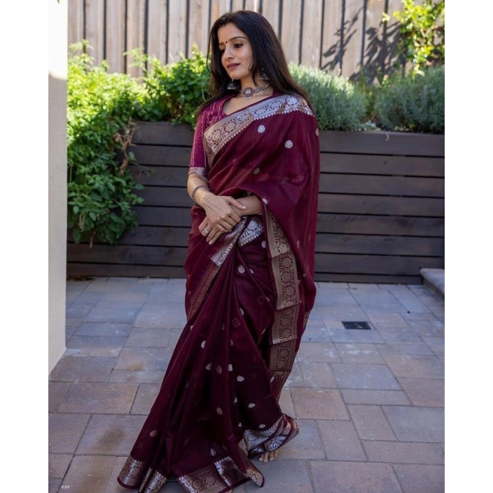 Vaystra Cotton Printed Saree With Unstitched Blouse 5.5Mtr – Maroon