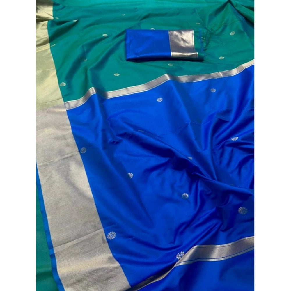 Vaystra Silk Printed Saree With Unstitched Blouse 5.5Mtr – Blue