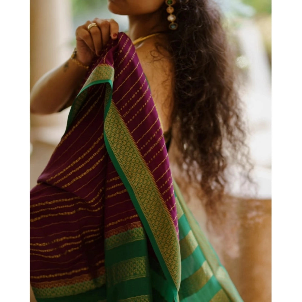 Vaystra Silk Printed Saree With Unstitched Blouse 5.5Mtr – Wine