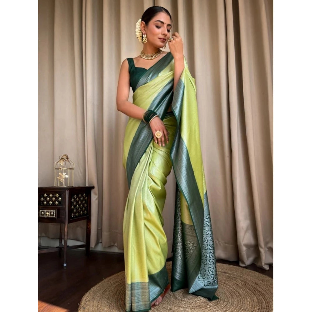 Vaystra Silk Printed Saree With Unstitched Blouse 5.5Mtr – Sea Green