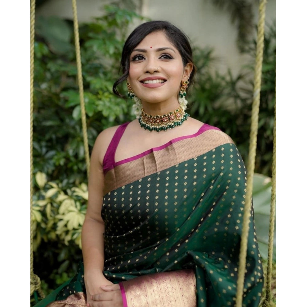 Vaystra Silk Printed Saree With Unstitched Blouse 5.5Mtr – Green