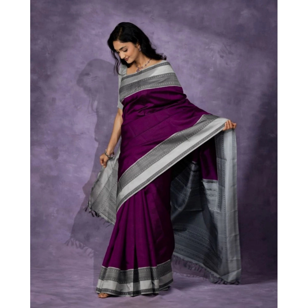 Vaystra Silk Printed Saree With Unstitched Blouse 5.5Mtr – Purple