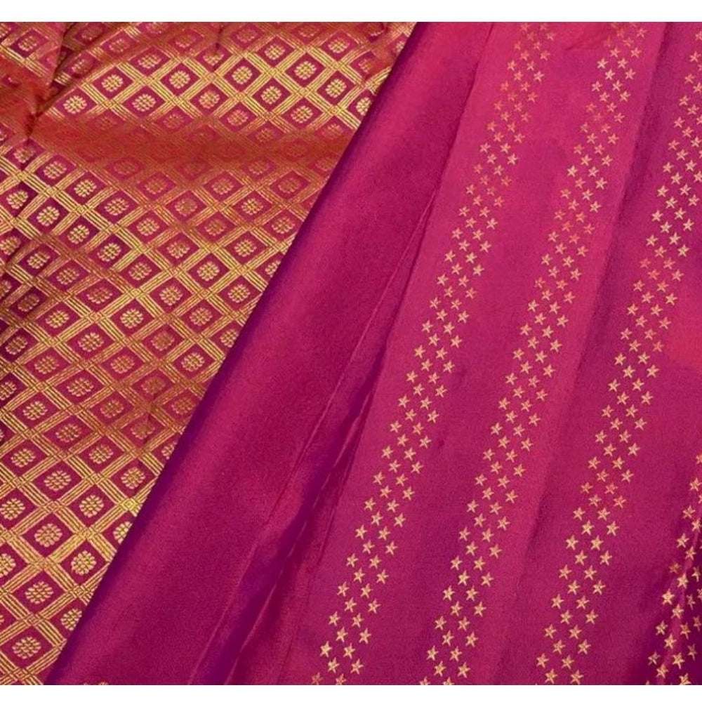 Vaystra Silk Printed Saree With Unstitched Blouse 5.5Mtr – Rani Pink