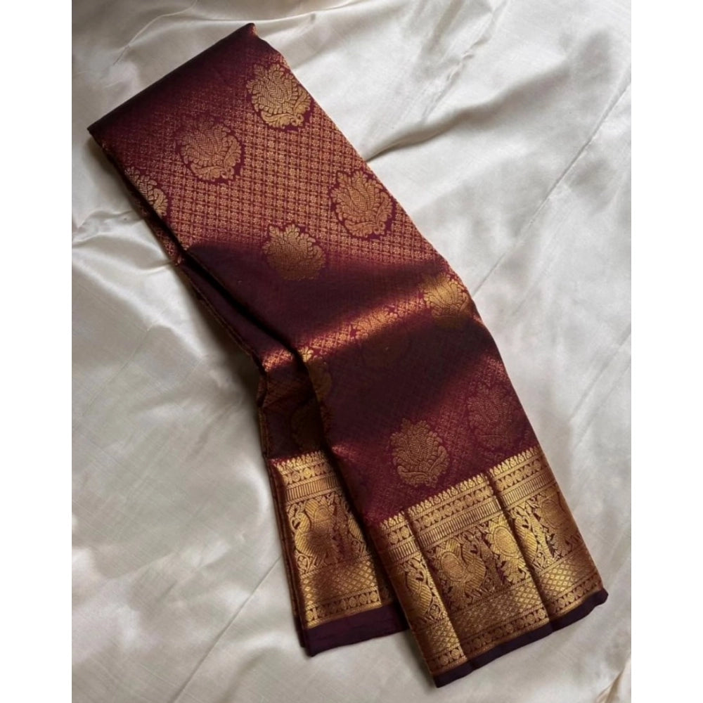 Vaystra Silk Printed Saree With Unstitched Blouse 5.5Mtr – Maroon