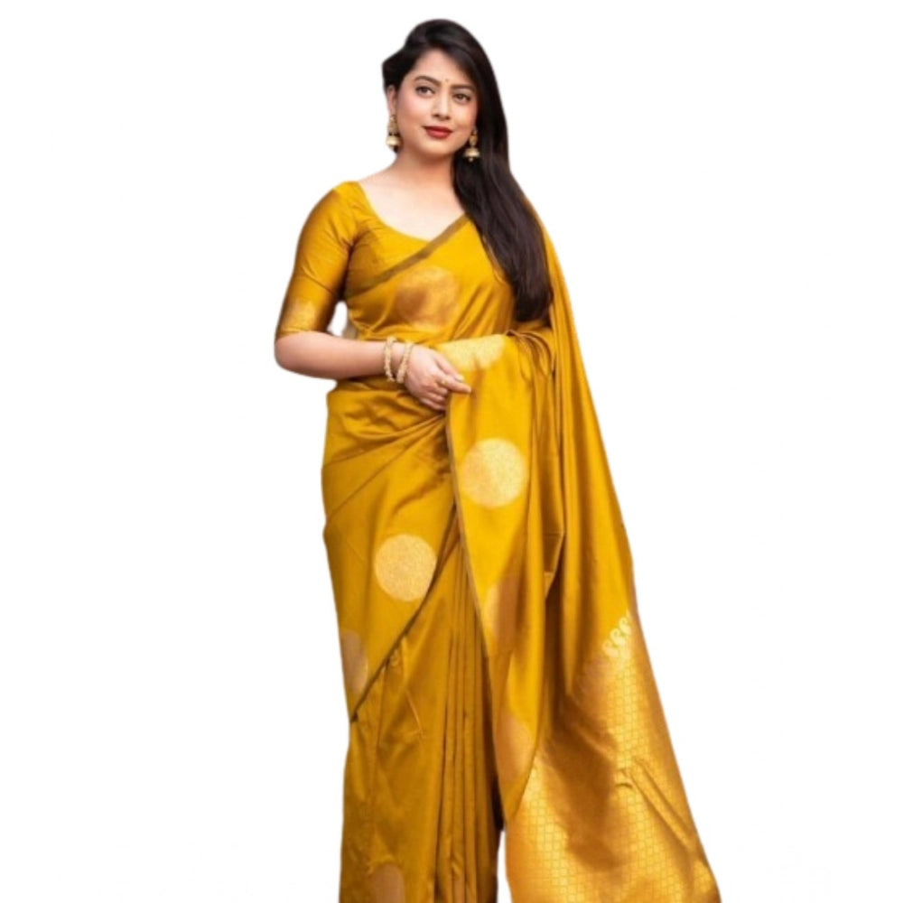Vaystra Silk Printed Saree With Unstitched Blouse 5.5Mtr – Yellow