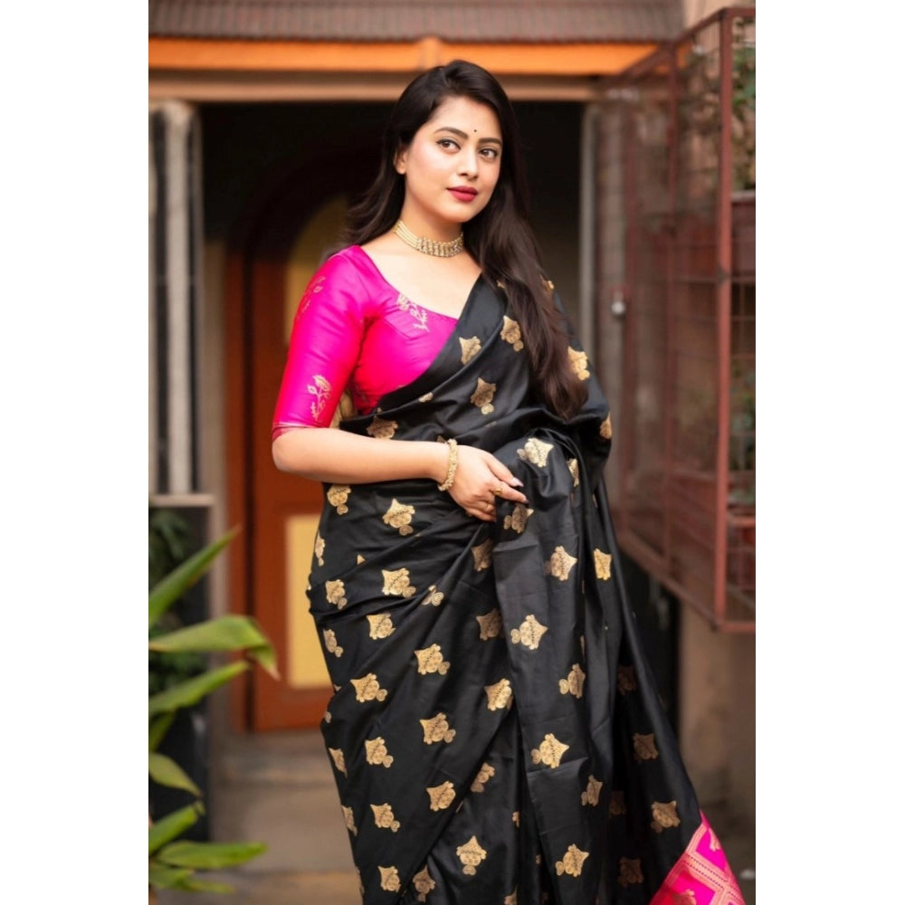 Vaystra Silk Printed Saree With Unstitched Blouse 5.5Mtr – Pink