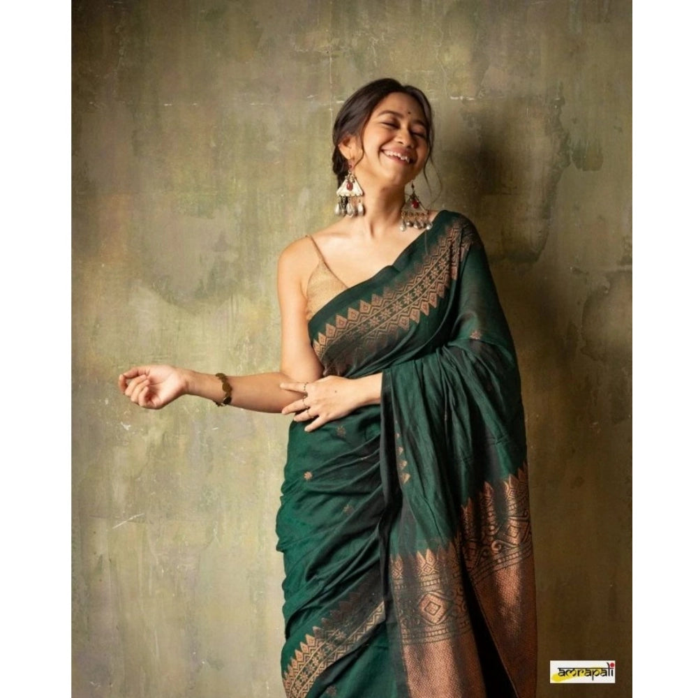 Vaystra Silk Printed Saree With Unstitched Blouse 5.5Mtr – Green