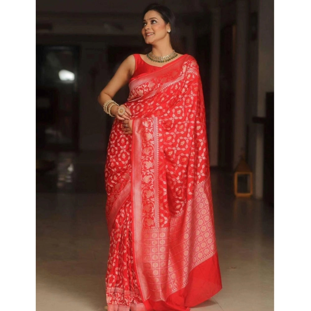 Vaystra Silk Printed Saree With Unstitched Blouse 5.5Mtr – Orange