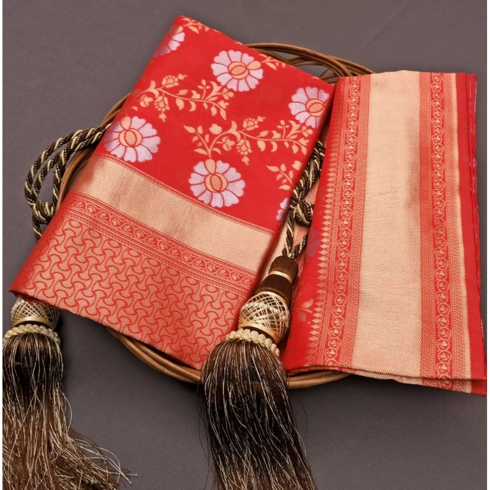 Vaystra Silk Printed Saree With Unstitched Blouse 5.5Mtr – White
