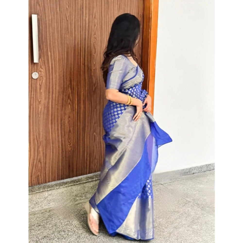 Vaystra Silk Printed Saree With Unstitched Blouse 5.5Mtr – Royal Blue