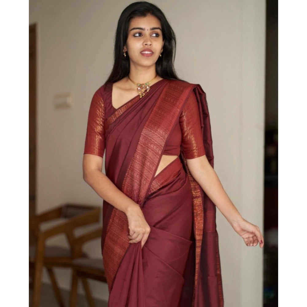 Vaystra Silk Printed Saree With Unstitched Blouse 5.5Mtr – Maroon