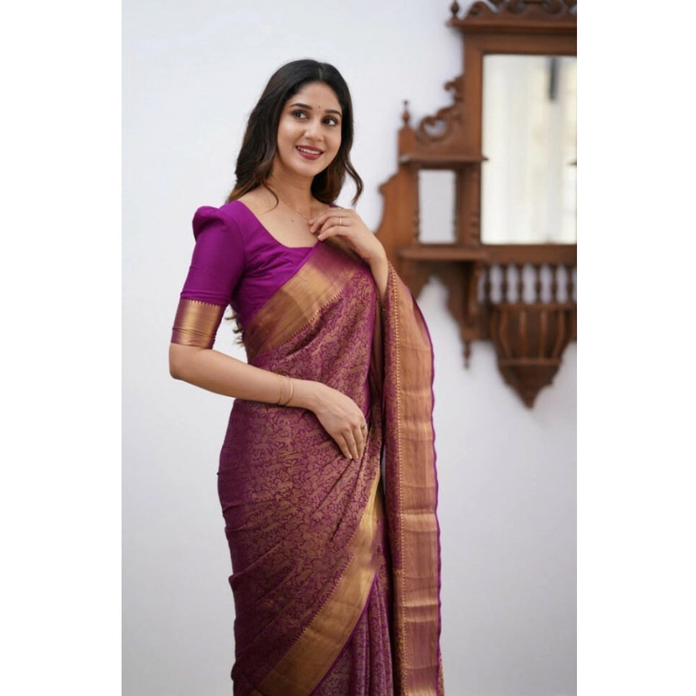 Vaystra Silk Printed Saree With Unstitched Blouse 5.5Mtr – Wine
