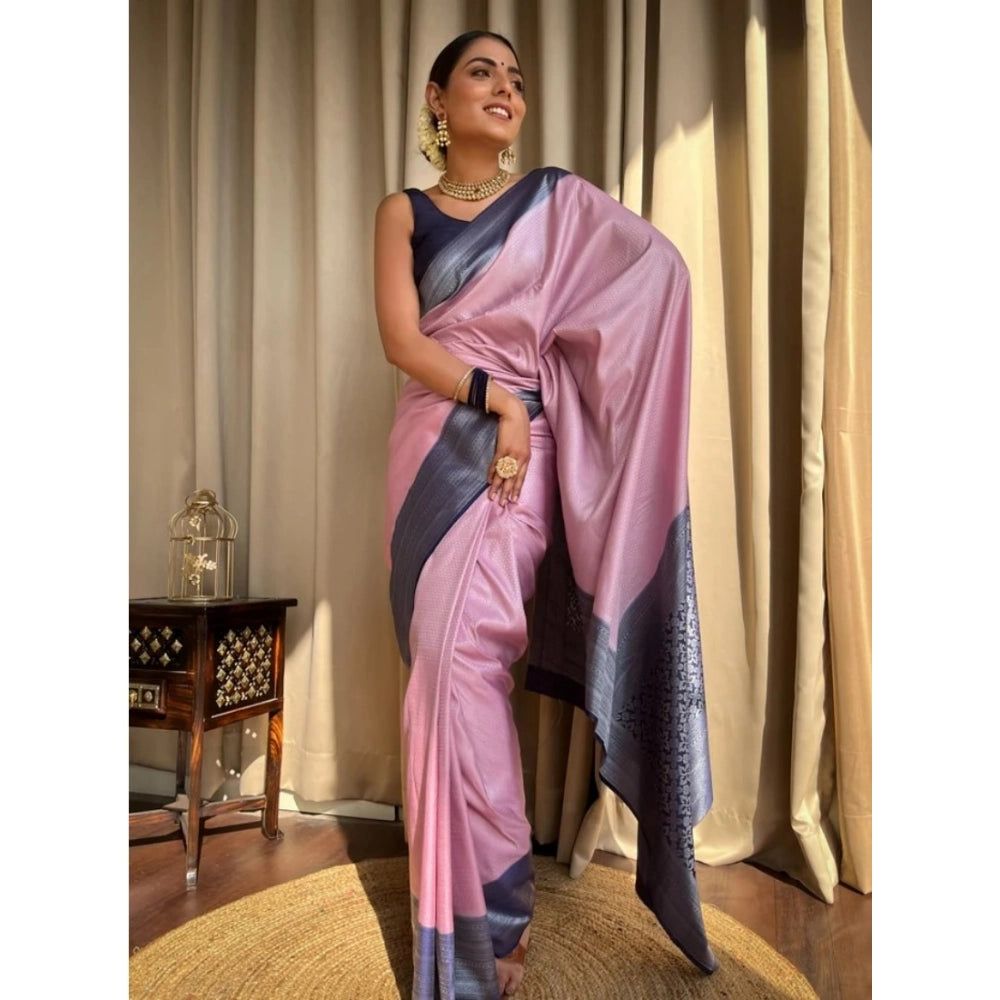 Vaystra Silk Printed Saree With Unstitched Blouse 5.5Mtr – Pink