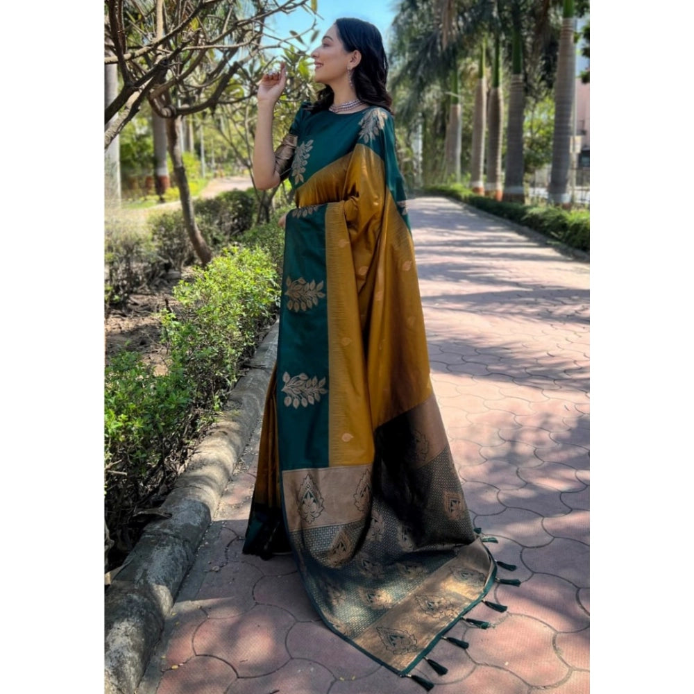 Vaystra Silk Printed Saree With Unstitched Blouse 5.5Mtr – Yellow