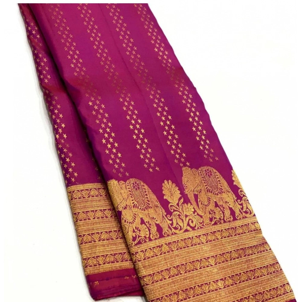 Vaystra Silk Printed Saree With Unstitched Blouse 5.5Mtr – Rani Pink