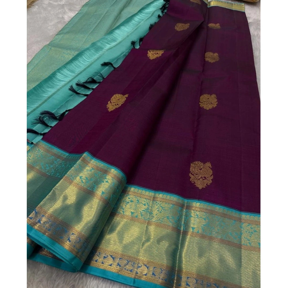 Vaystra Silk Printed Saree With Unstitched Blouse 5.5Mtr – Wine