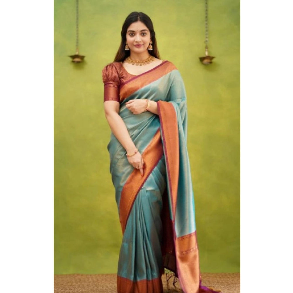 Vaystra Silk Printed Saree With Unstitched Blouse 5.5Mtr – Rama