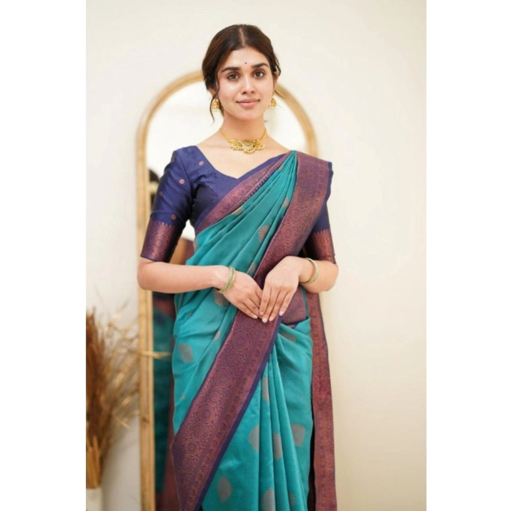 Vaystra Silk Printed Saree With Unstitched Blouse 5.5Mtr – Rama