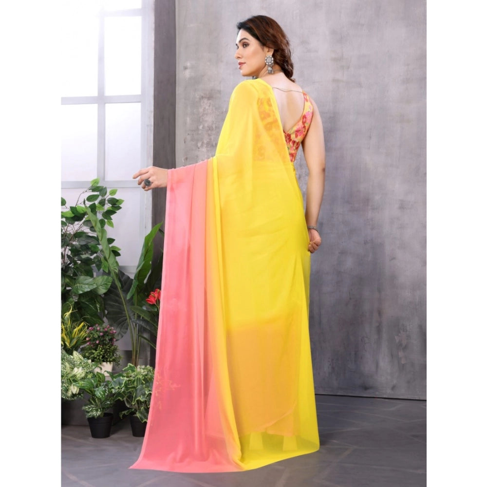 Vaystra Small Lace Georgette Solid Ready-to-Wear Saree With Unstitched Blouse 5.5 Mtr...