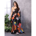 Vaystra Small Lace Georgette Printed Ready-to-Wear Saree With Unstitched Blouse 5.5...