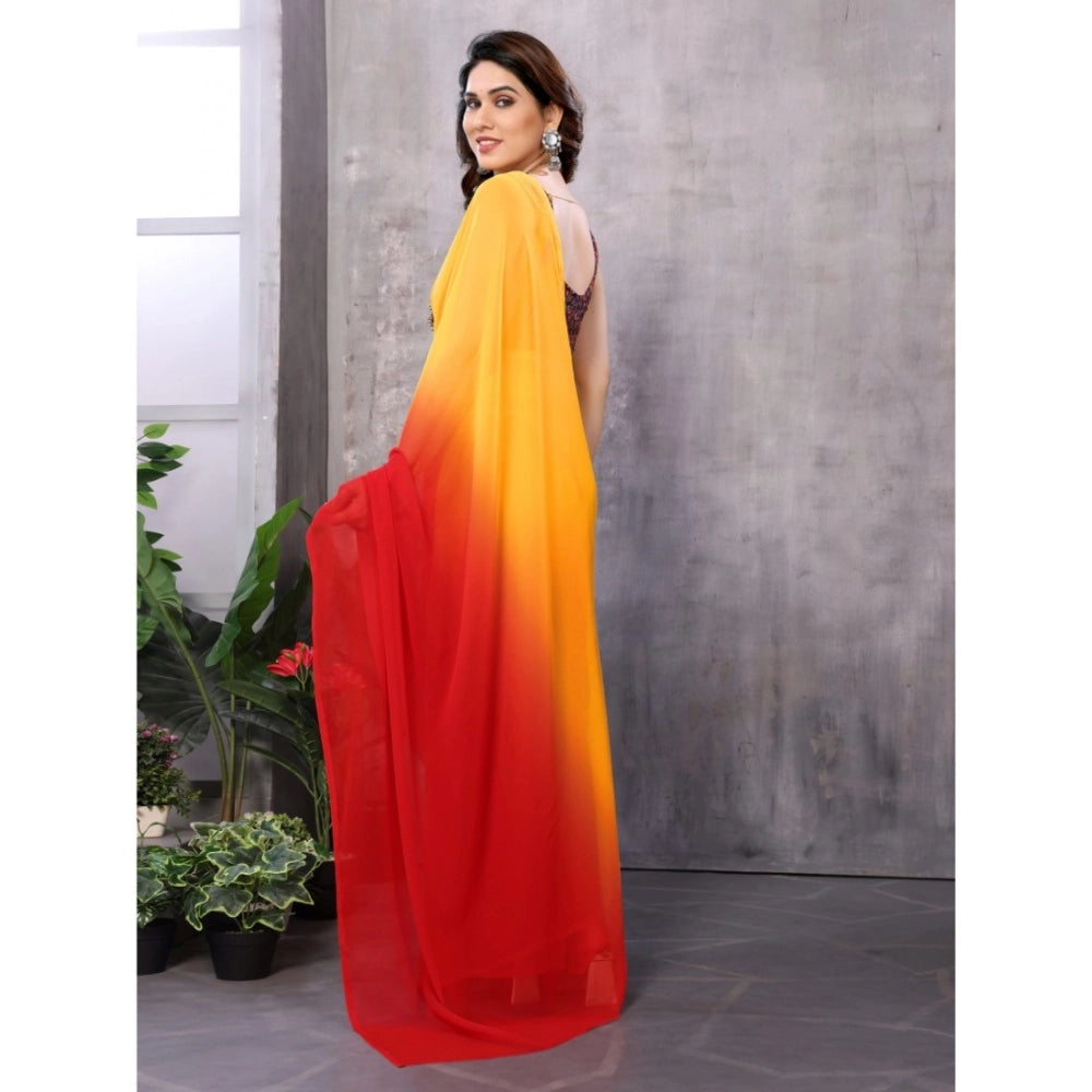 Vaystra Small Lace Georgette Solid Ready-to-Wear Saree With Unstitched Blouse 5.5 Mtr...