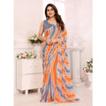 Vaystra Small Lace Georgette Striped Ready-to-Wear Saree With Unstitched Blouse 5.5...