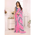 Vaystra Small Lace Georgette Striped Ready-to-Wear Saree With Unstitched Blouse 5.5...