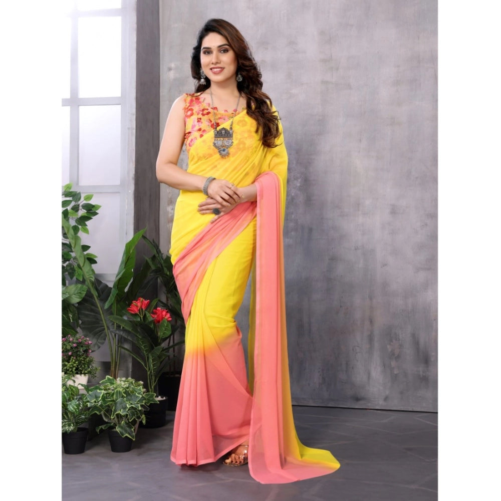 Vaystra Small Lace Georgette Solid Ready-to-Wear Saree With Unstitched Blouse 5.5 Mtr...