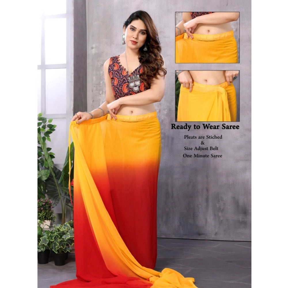 Vaystra Small Lace Georgette Solid Ready-to-Wear Saree With Unstitched Blouse 5.5 Mtr...