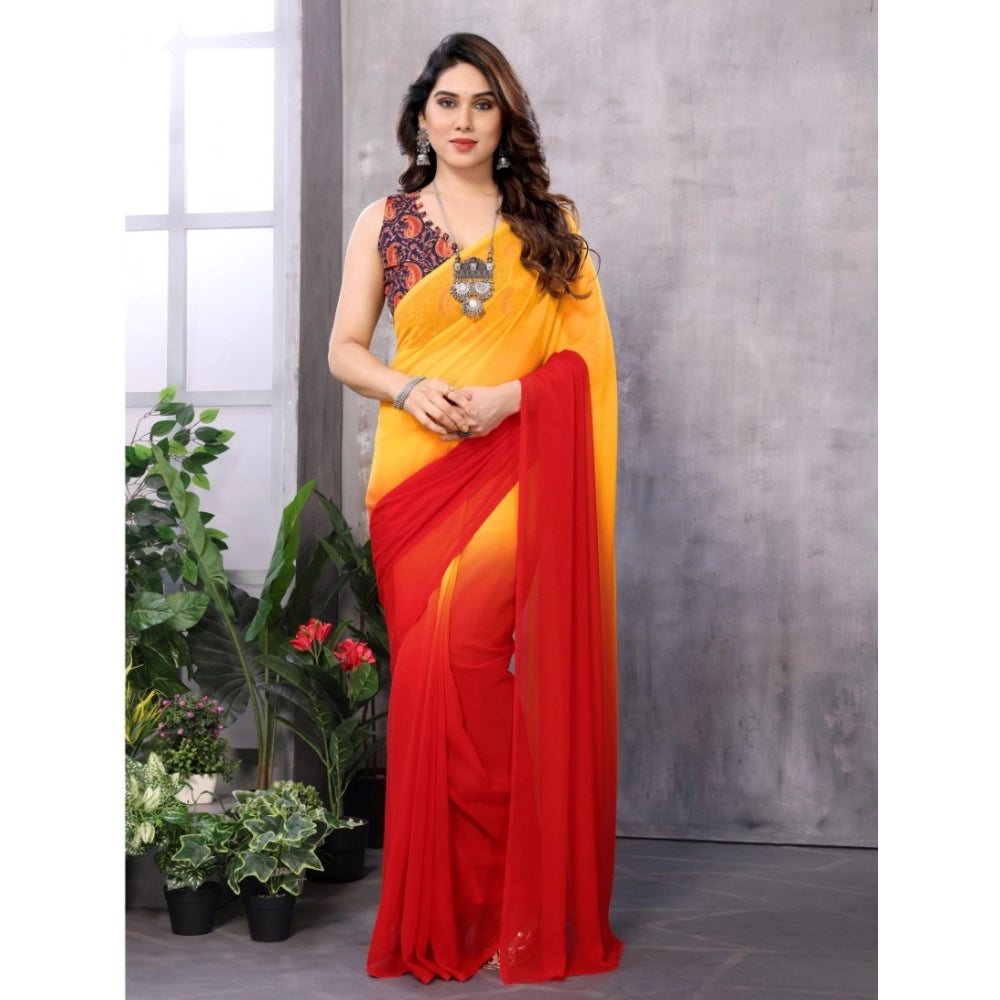 Vaystra Small Lace Georgette Solid Ready-to-Wear Saree With Unstitched Blouse 5.5 Mtr...