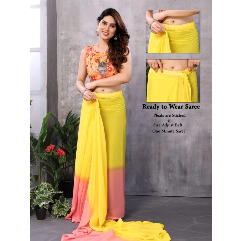 Vaystra Small Lace Georgette Solid Ready-to-Wear Saree With Unstitched Blouse 5.5 Mtr...