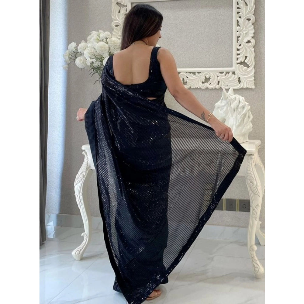Vaystra Georgette Embellished Sequnece Bollywood Saree With Unstitched Blouse 5.5Mtr –...