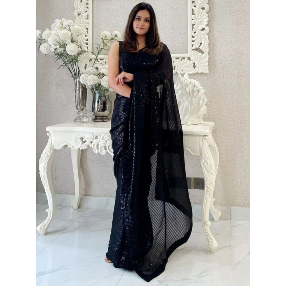 Vaystra Georgette Embellished Sequnece Bollywood Saree With Unstitched Blouse 5.5Mtr –...