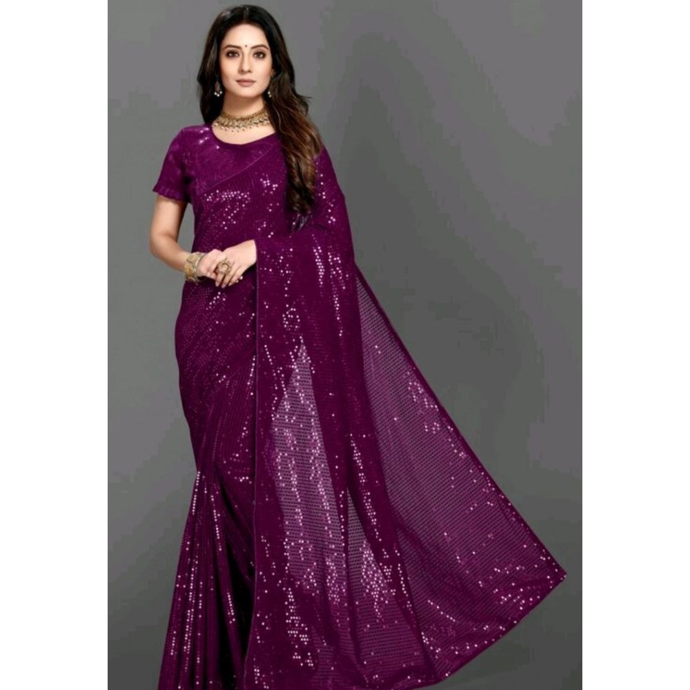 Vaystra Georgette Embellished Sequnece Bollywood Saree With Unstitched Blouse 5.5Mtr –...