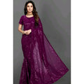 Vaystra Georgette Embellished Sequnece Bollywood Saree With Unstitched Blouse 5.5Mtr –...