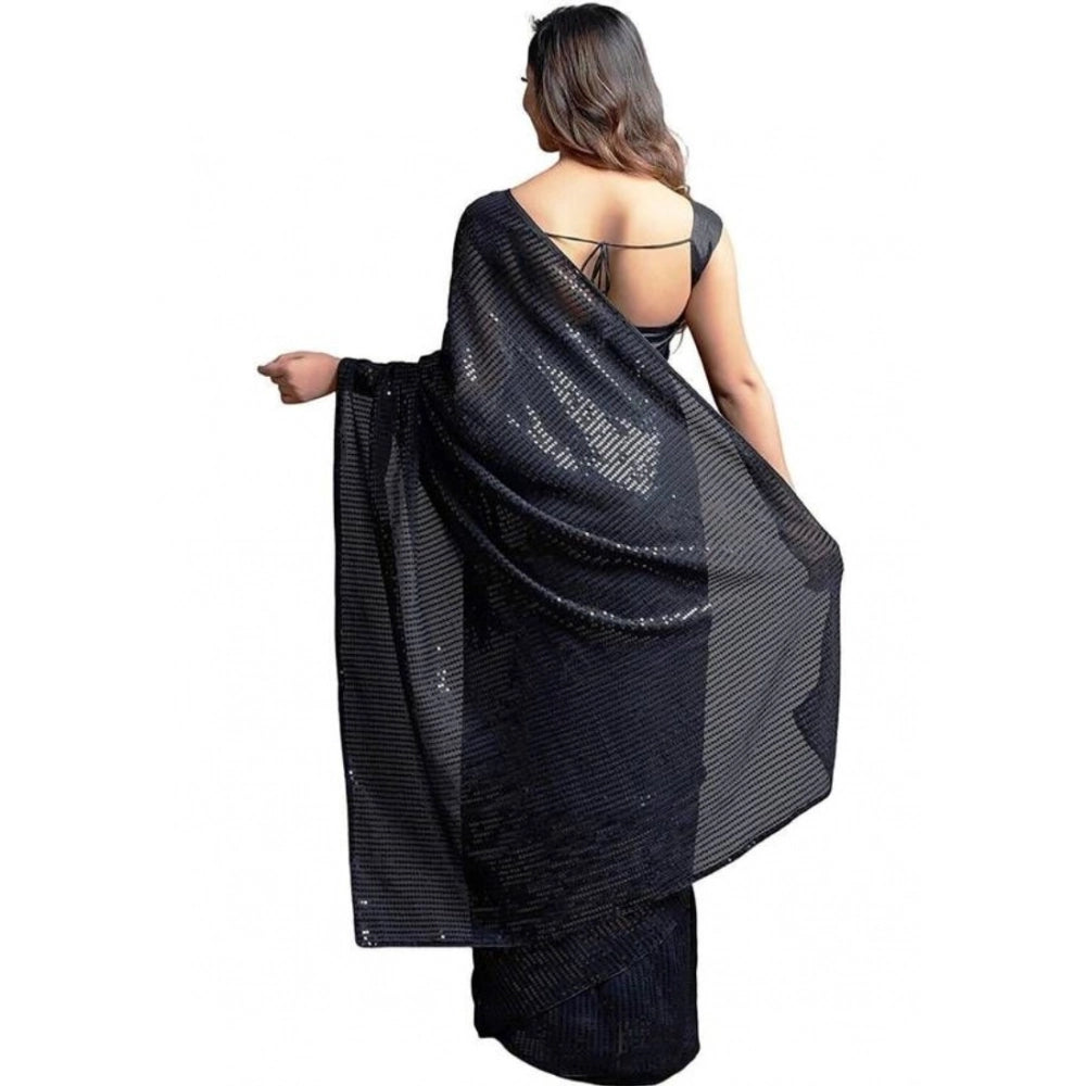 Vaystra Georgette Embellished Sequnece Bollywood Saree With Unstitched Blouse 5.5Mtr –...