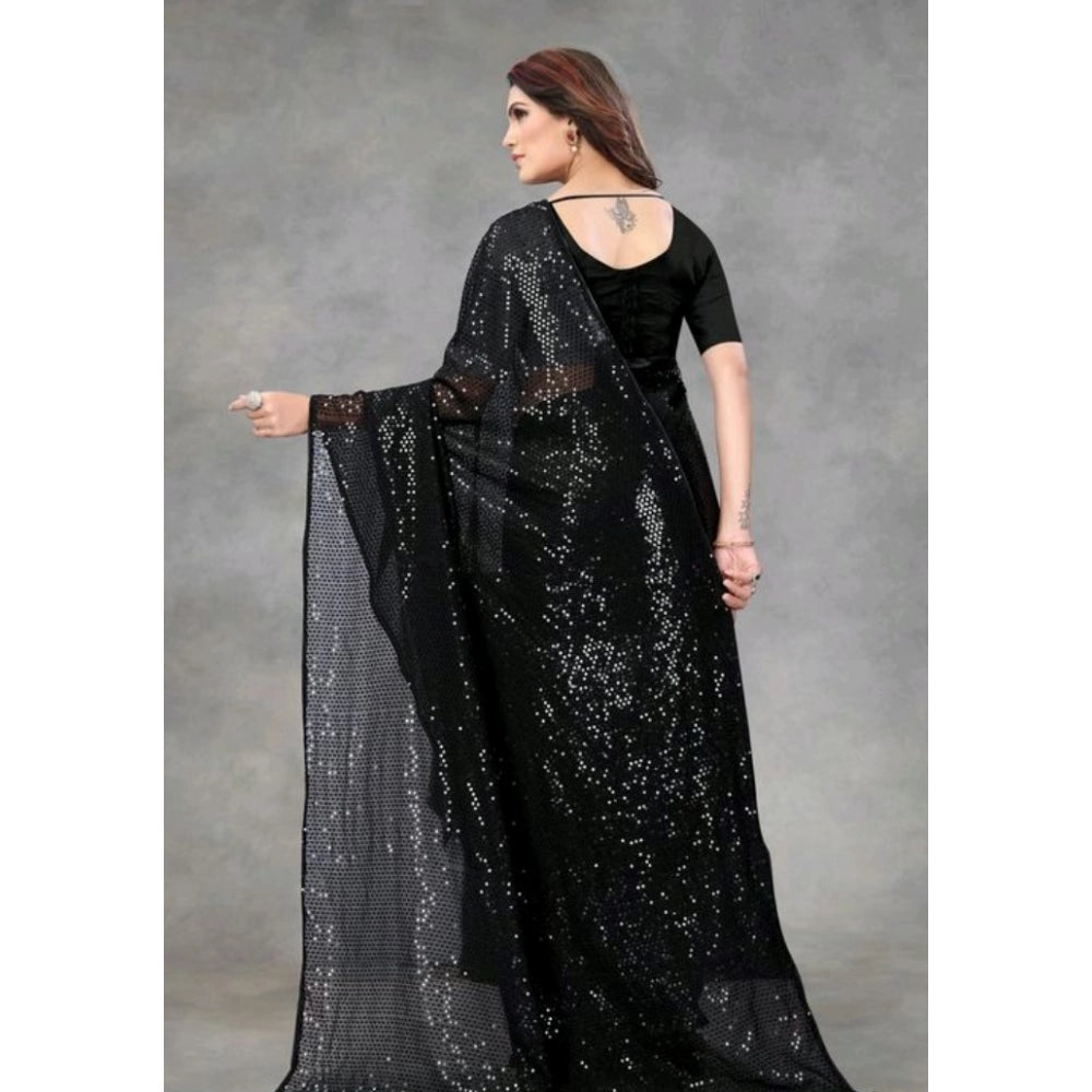 Vaystra Georgette Embellished Sequnece Bollywood Saree With Unstitched Blouse 5.5Mtr –...