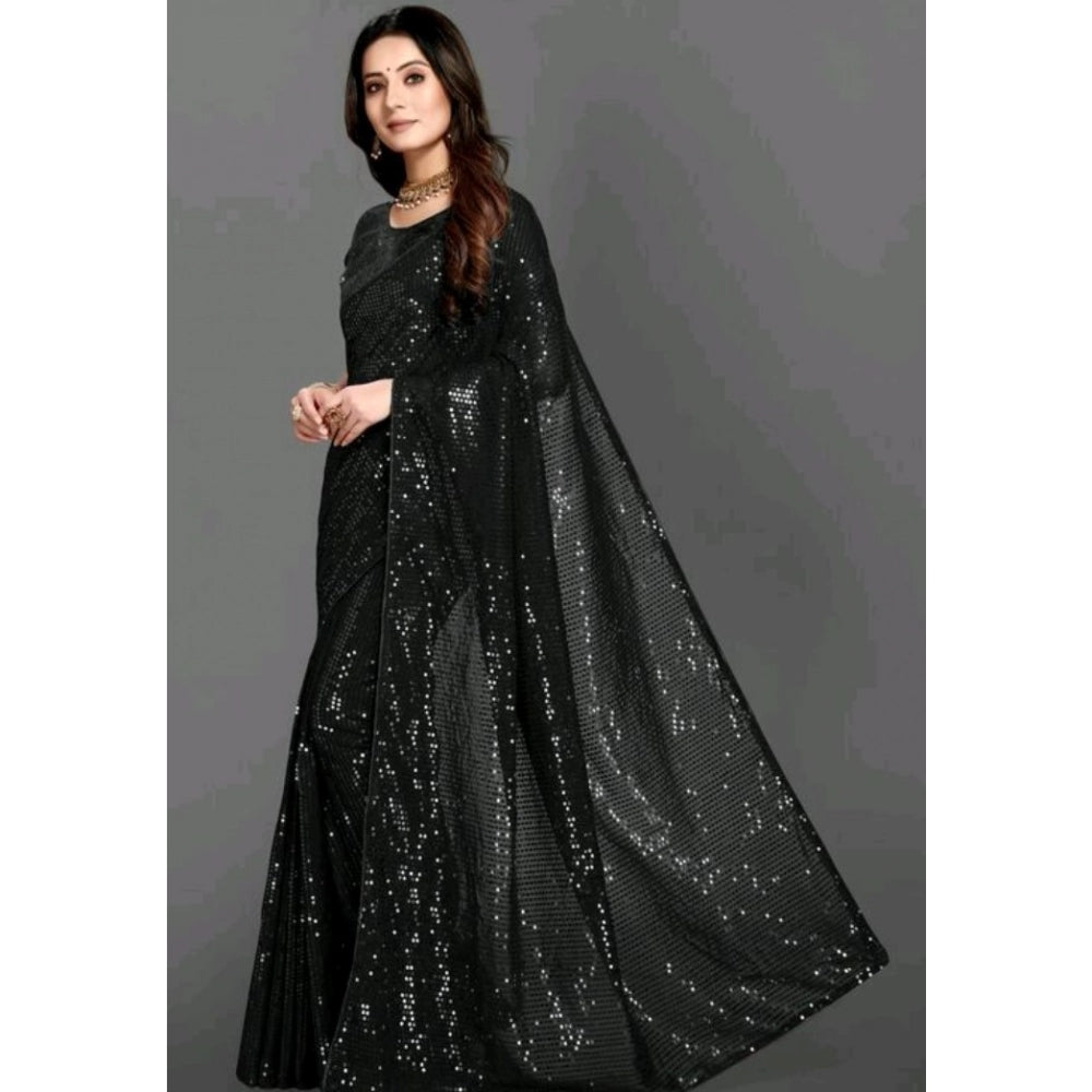 Vaystra Georgette Embellished Sequnece Bollywood Saree With Unstitched Blouse 5.5Mtr –...